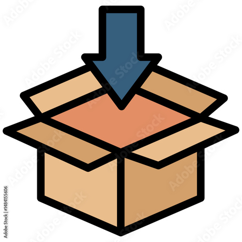 Box Open outline color, mini illustration icon. use for modern concept, print, UI, UX kit, web and app development. Vector related to sales, logistic and ecommerce