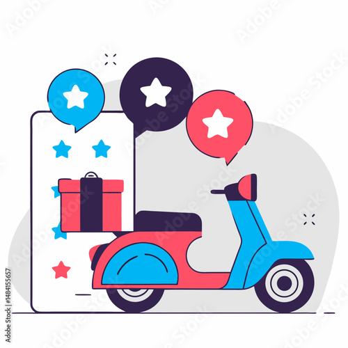 Delivery scooter service in urban environment with interactive user feedback interface