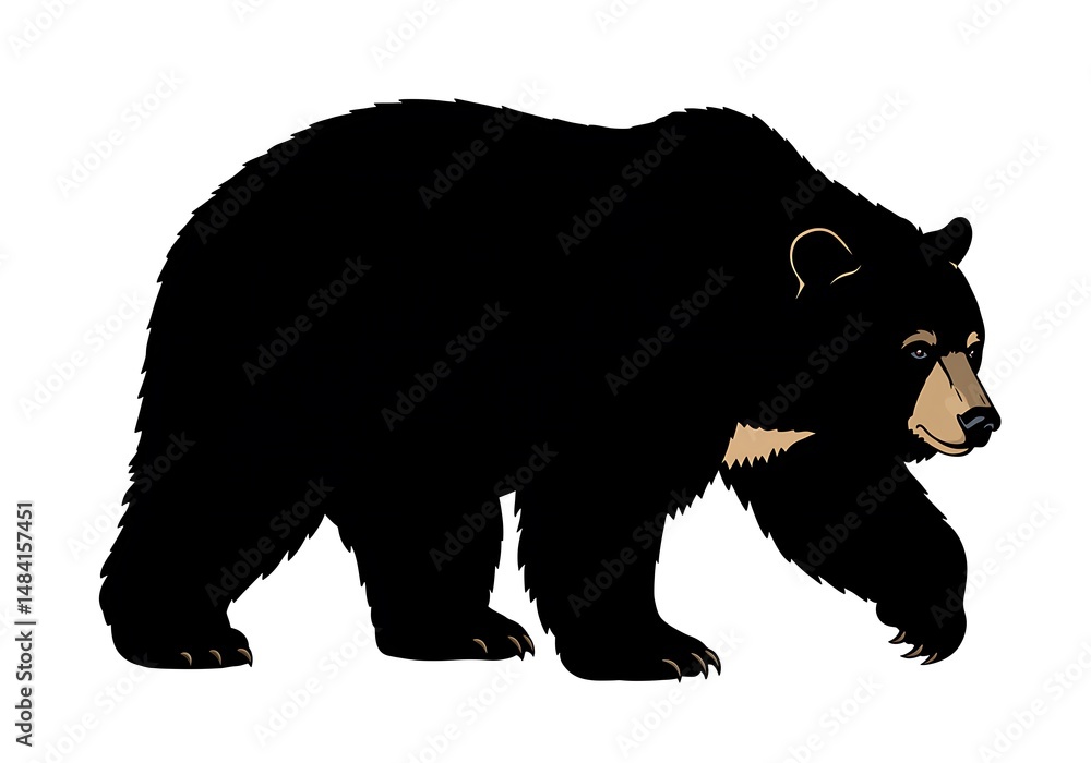 Fototapeta premium Majestic Black Bear: Silhouette Illustration
