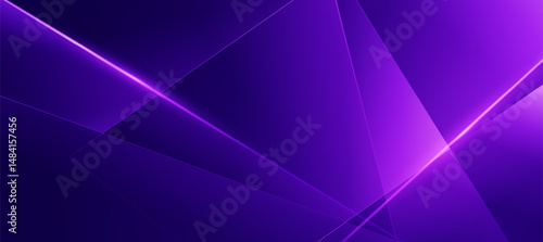 Futuristic neon tech background with glowing purple diagonal stripe lines and polygon geometric