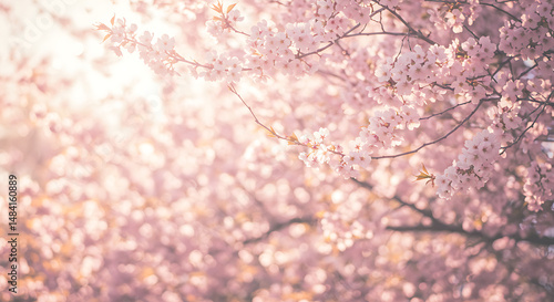 Soft Pink Blossoms, Backlit Spring Flowers