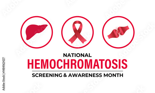 National Hemochromatosis Awareness Month. July Campaign for Early Screening and Prevention .It causes liver disease, heart problems, and diabetes join the movement to spread awareness. Vector design.