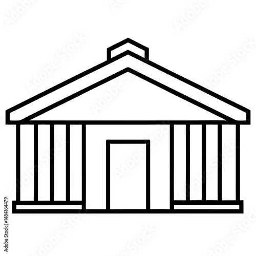 Business Building Hut Line Art Icon Silhouette Vector Illustration for Minimalist Design Projects