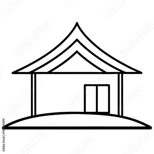 Business Building Hut Line Art Icon Silhouette Vector Illustration for Minimalist Design Projects
