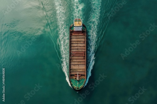 barge on the water from top view