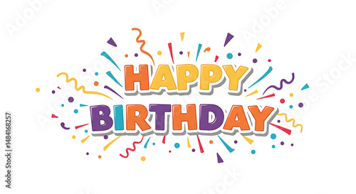 Colorful Happy Birthday Text Explosion
