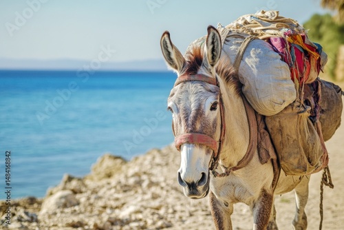 donkey nearby the sea