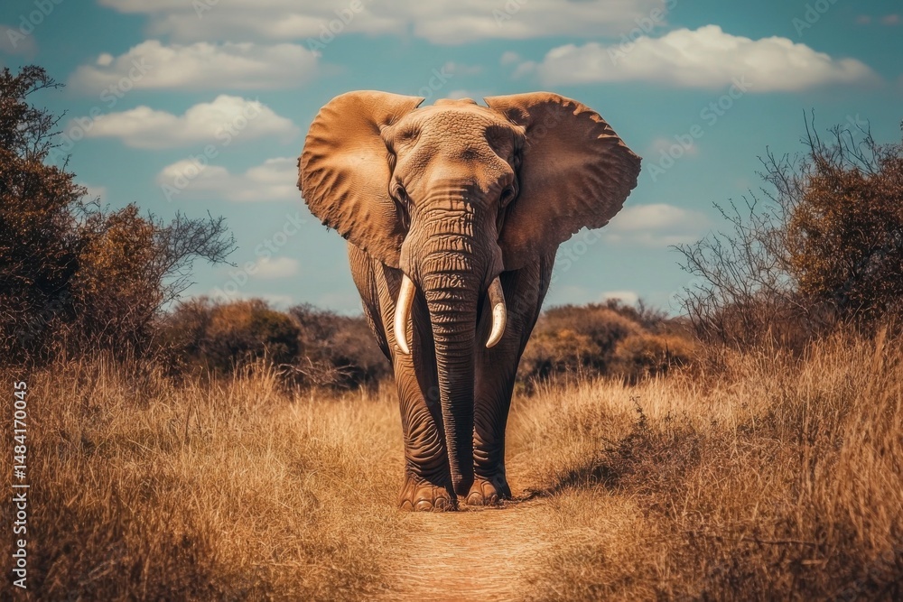 Fototapeta premium elephant at the dying savannah