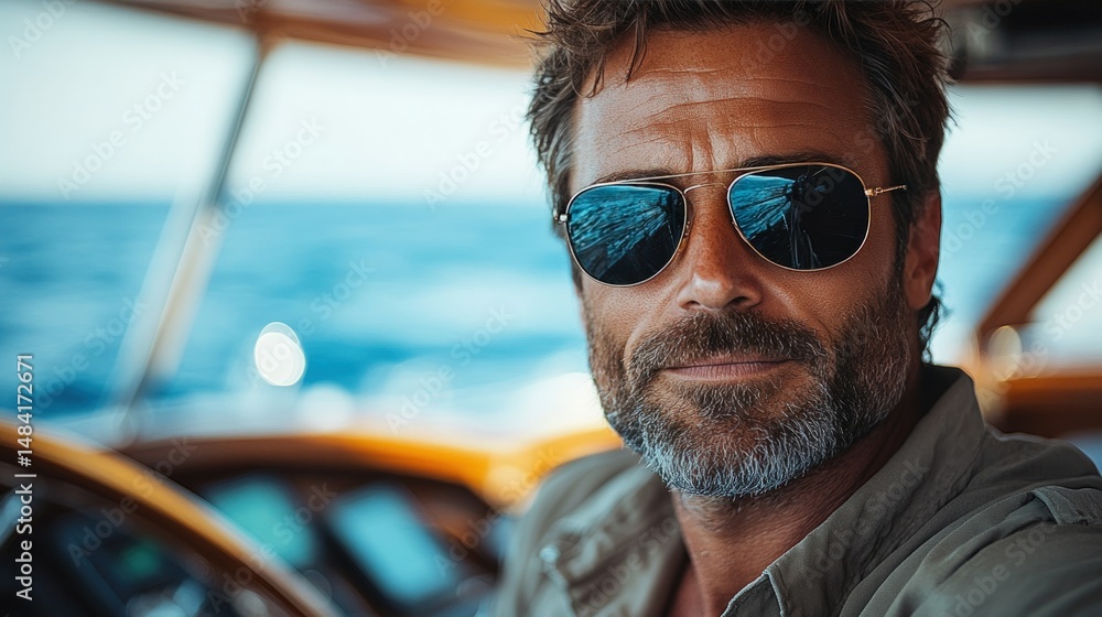 Mature man on a boat Mature man on a boat