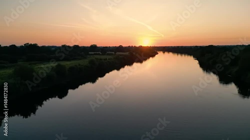 Wallpaper Mural Golden Hour Reflections Serene River Tranquility Amidst Verdant Shores Torontodigital.ca