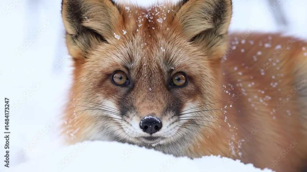 Winter fox portrait frosty face Winter fox portrait frosty face