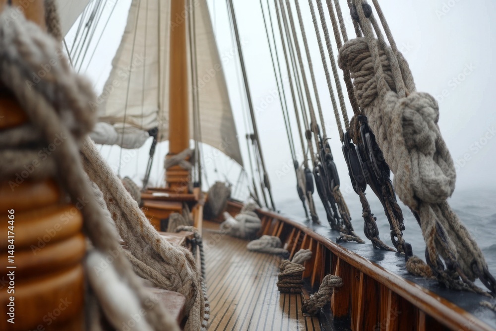 Obraz premium ropes on a sailing ship