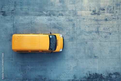 yellow van from above