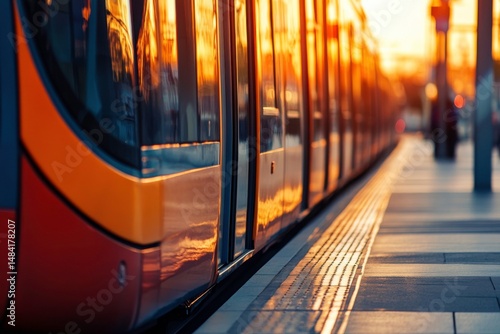 yellow safety lines at the streetcar station