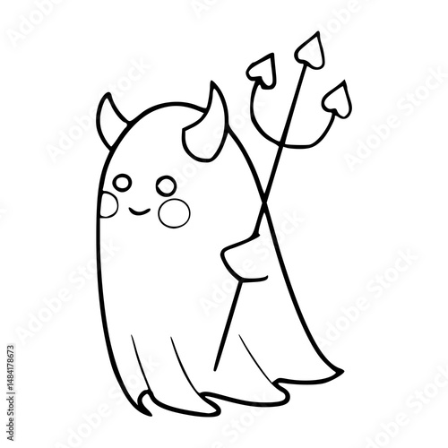 spooky cute ghost line art