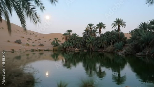 Wallpaper Mural Desert Oasis At Night With Palms Reflected In Still Water Torontodigital.ca