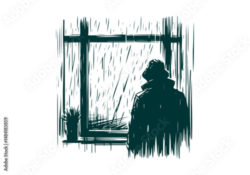 Loneliness hand drawn vector illustration