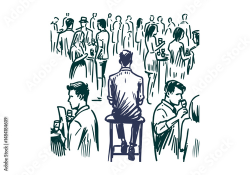Loneliness hand drawn vector illustration