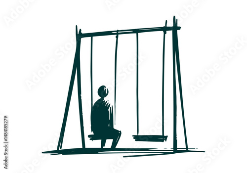 Loneliness hand drawn vector illustration