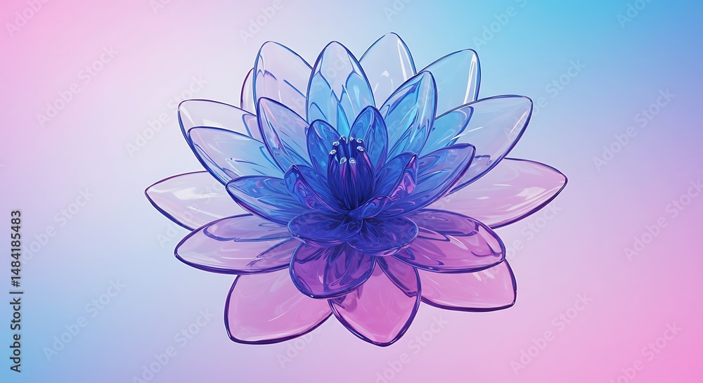 Fototapeta premium Translucent Lotus: A 3D Glass Bloom
