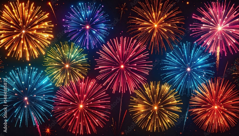 Fototapeta premium Colorful Fireworks Display In The Night Sky
