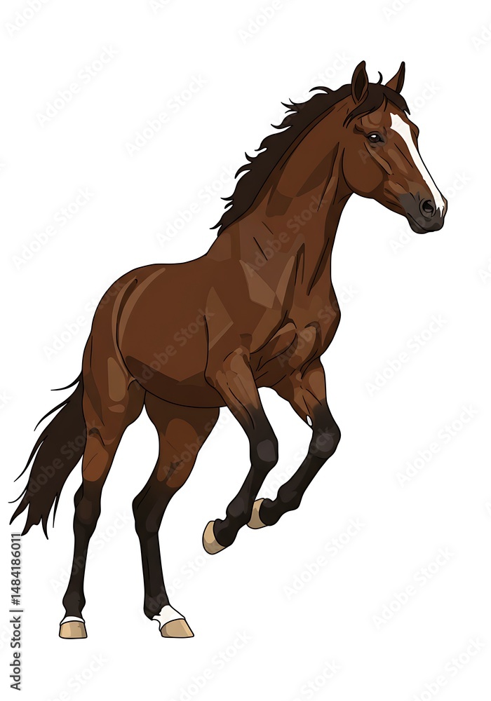 Fototapeta premium Majestic Bay Horse: Dynamic Illustrated Portrait