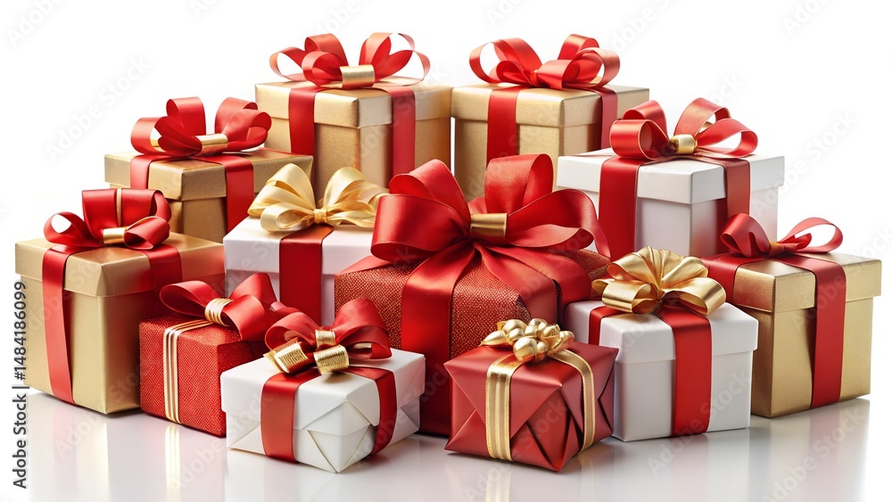 Obraz premium Red and Gold Gift Boxes