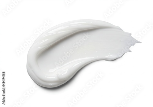 Swirl of white cream or lotion sample on a white background, beauty product