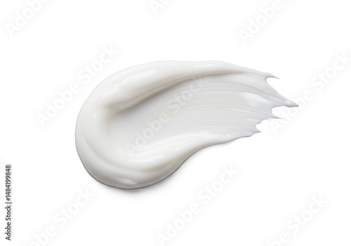 Swirl of white cream on a white background, perfect for beauty concepts