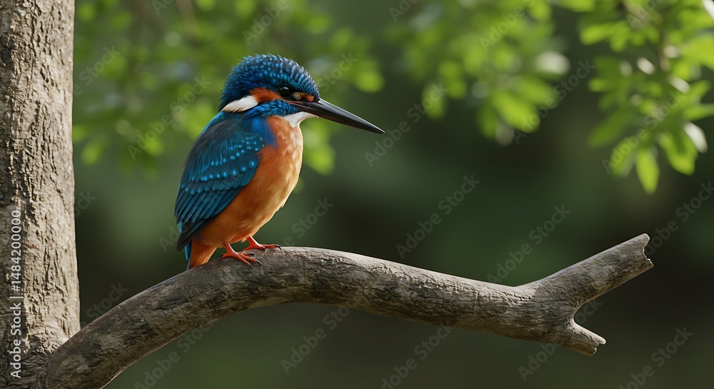 Kingfisher's Gaze: Emerald Jewel in Forest Light AI Generated Kingfisher's Gaze: Emerald Jewel in Forest Light AI Generated