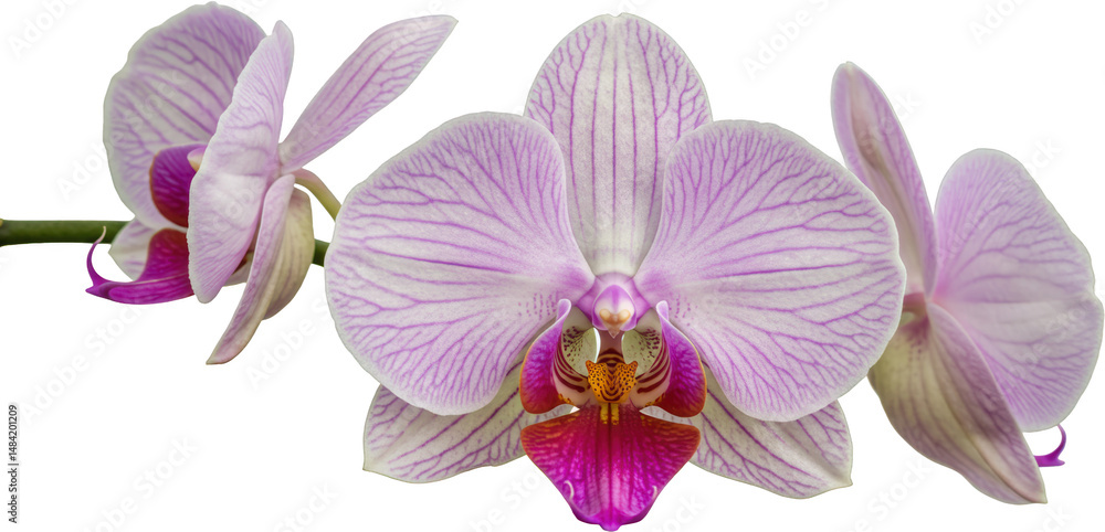 Fototapeta premium Elegant Pink Phalaenopsis Orchids Blooming Closeup Botanical Photography