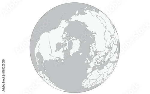 Vector illustration of a map of the Northern Sea Route and a globe image showing the Northern Sea Route