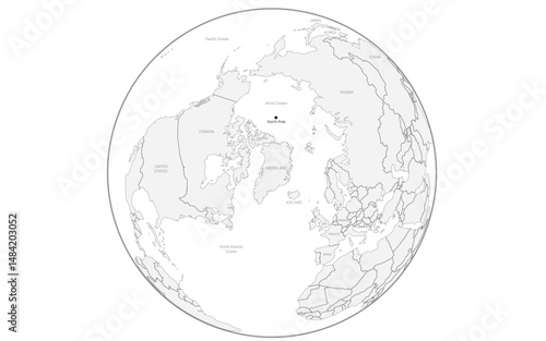 Vector illustration of a map of the Northern Sea Route and a globe image showing the Northern Sea Route