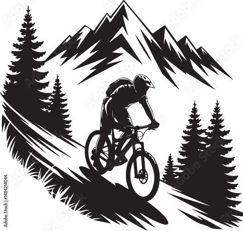 Mountain Biker in Action Silhouette

Off-Road Cycling Adventure Vector

Extreme Downhill MTB Scene

Mountain Bike Rider Jumping Silhouette

Cyclist on Rocky Trail Vector Design