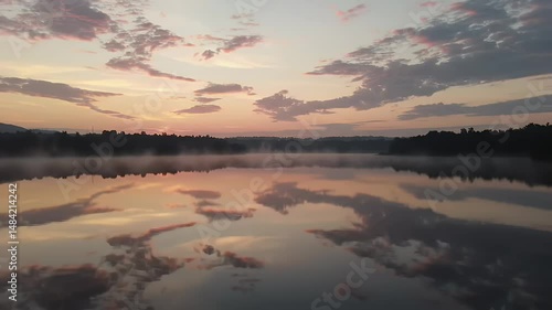 Wallpaper Mural Sunrise Reflecting on Misty Lake Water at Dawn Peaceful Nature Scenery Torontodigital.ca