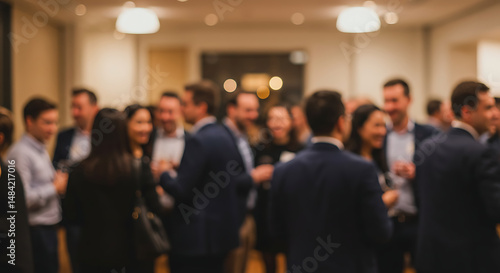 Blurred Group of Professionals Networking at Event