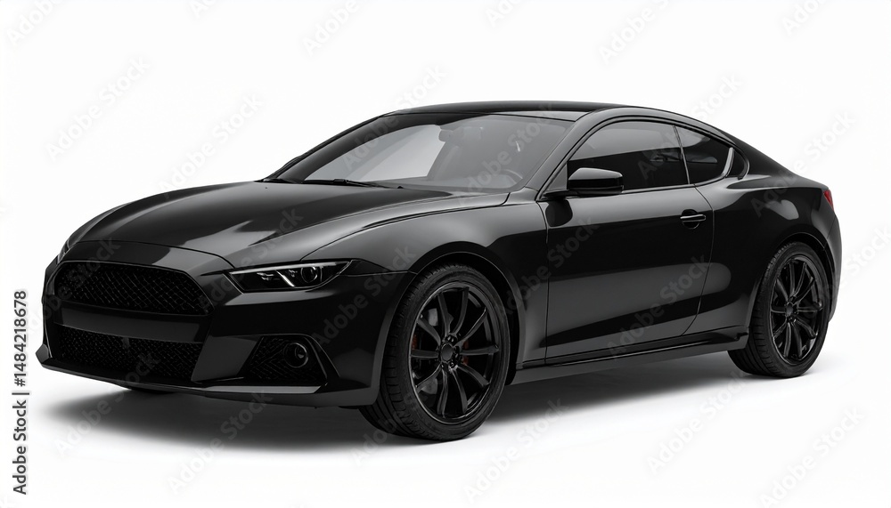 Side View Mockup of a Matte Black Sports Coupe on White Background Side View Mockup of a Matte Black Sports Coupe on White Background
