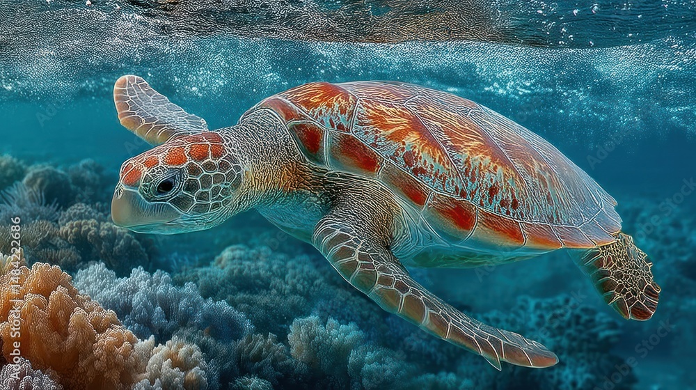 Fototapeta premium Sea turtle in coral reef
