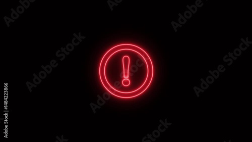 neon glowing exclamation mark warring and attention symbol for important message. and colorful icon.