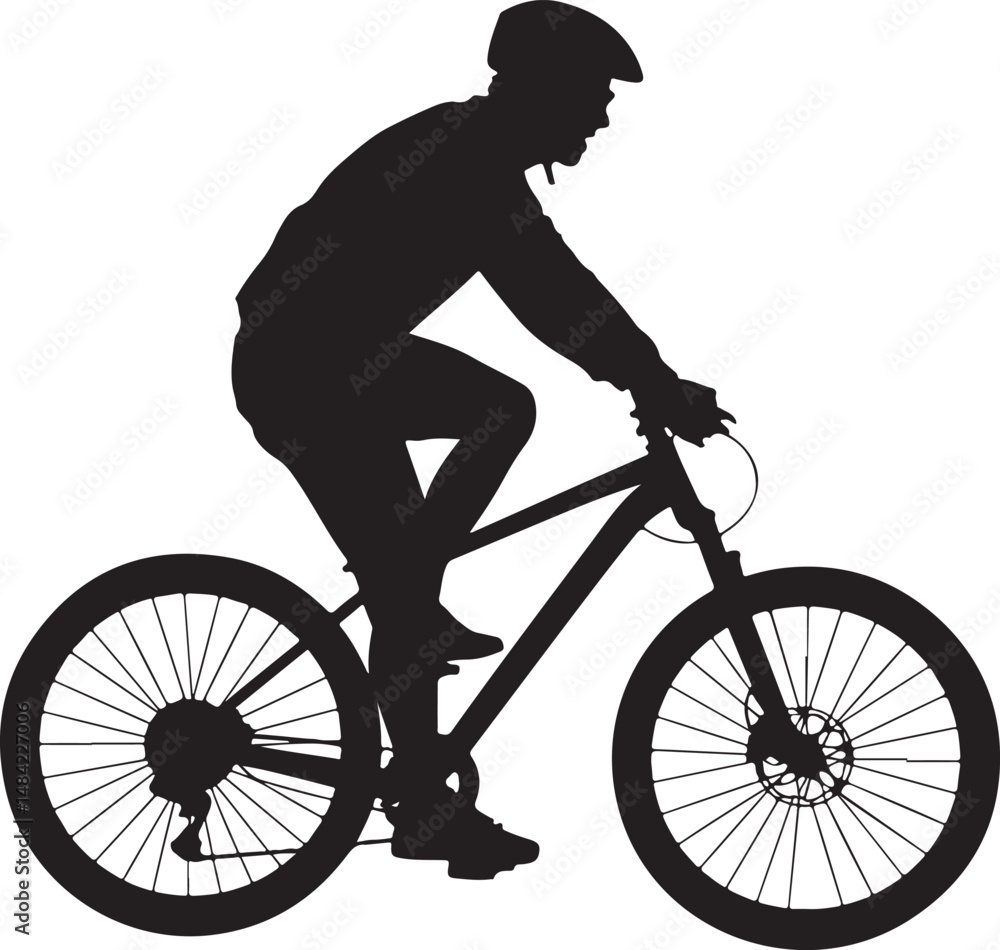 Fototapeta premium Mountain Bike Silhouette | Cycling Vector Clipart