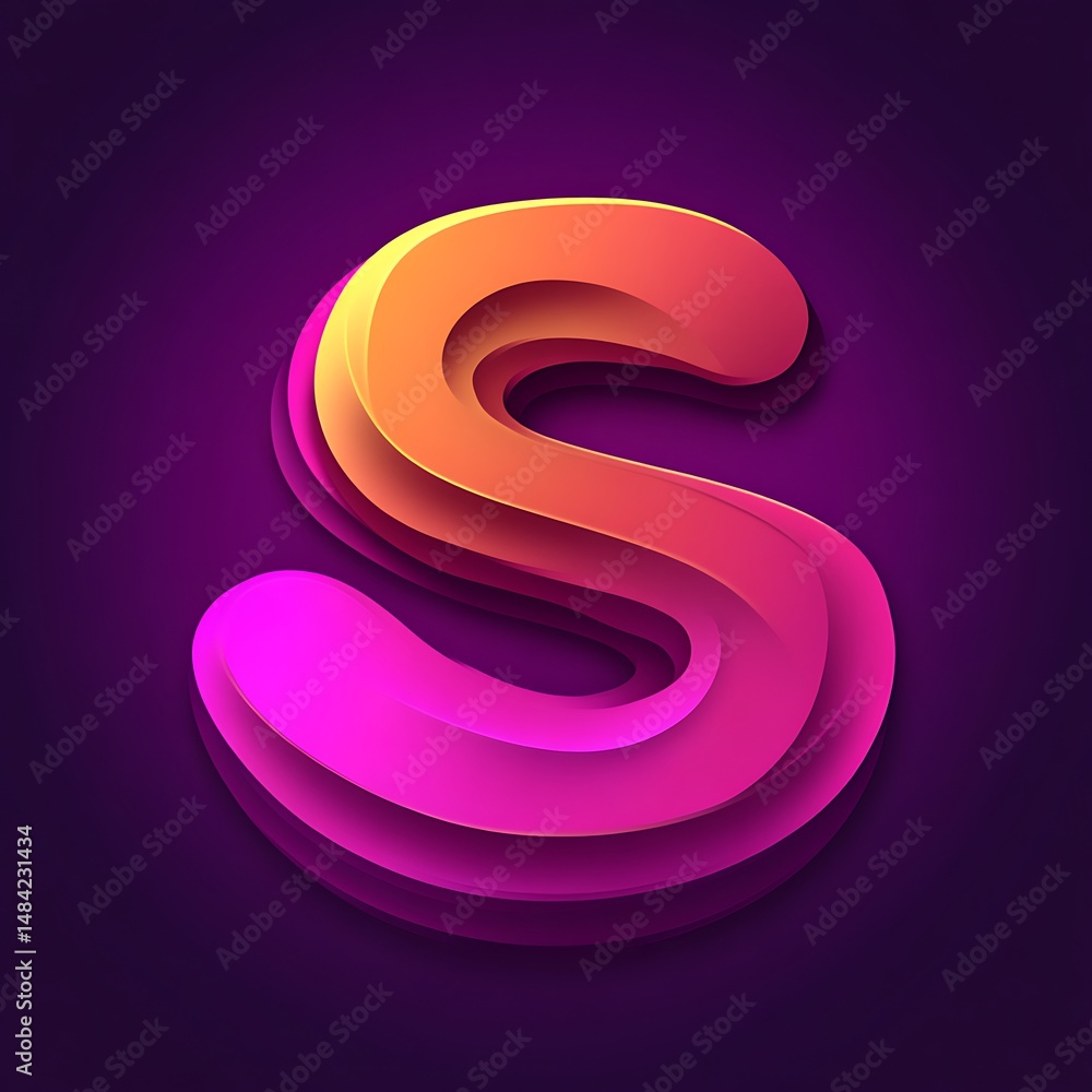 Vibrant, stylized letter S design. Dynamic, 3D effect with gradient colors Vibrant, stylized letter S design. Dynamic, 3D effect with gradient colors