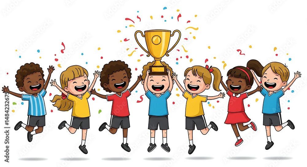 Fototapeta premium Kids Celebrating Soccer Victory