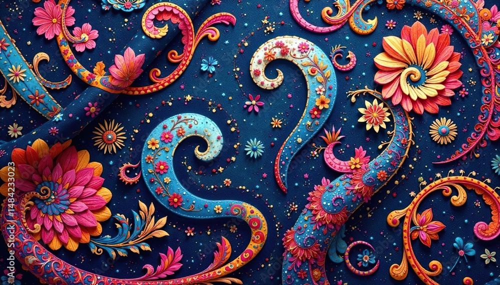 Intricate paisley swirls, flowing seamlessly across the fabric , pattern, decorative, textile design Intricate paisley swirls, flowing seamlessly across the fabric , pattern, decorative, textile design