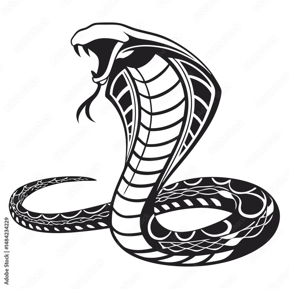 Fototapeta premium a-silhouette-vector-of-a-cobra-posed-in-an-attack-.eps