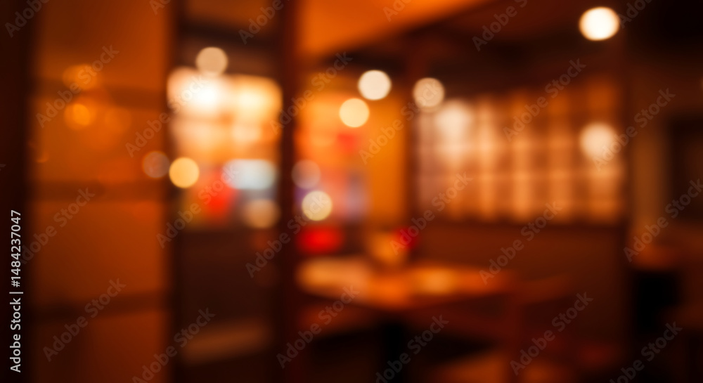 Warm, Blurred Restaurant Interior at Night Warm, Blurred Restaurant Interior at Night