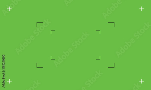 Green Screen with VFX Motion Tracking Markers Camera Focus Overlay.