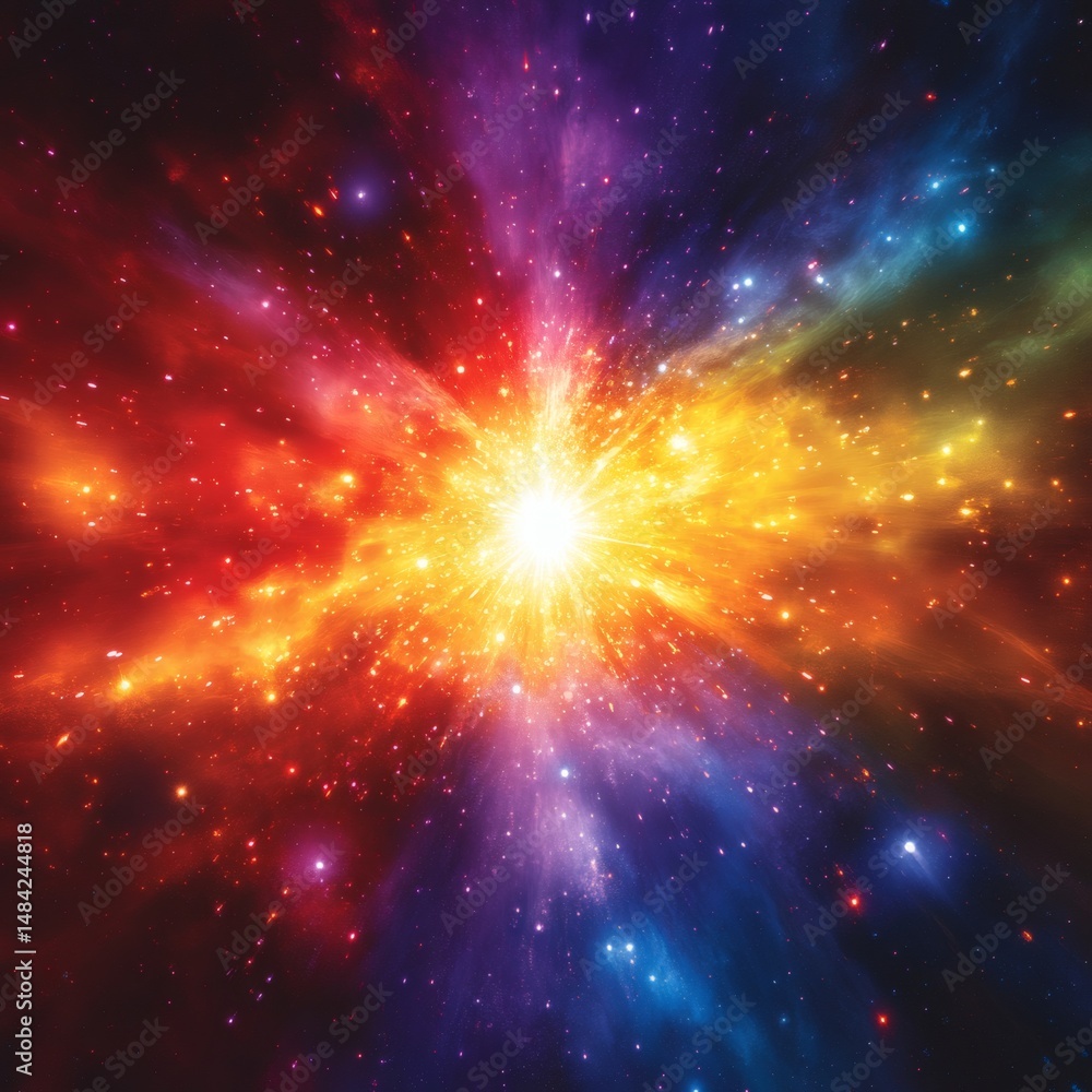 Fototapeta premium Vibrant Cosmic Explosion: A Burst of Colors and Light