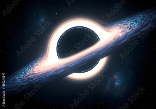 Stunning Low-Poly Accretion Disk of a Black Hole in Space: A Digital Artwork