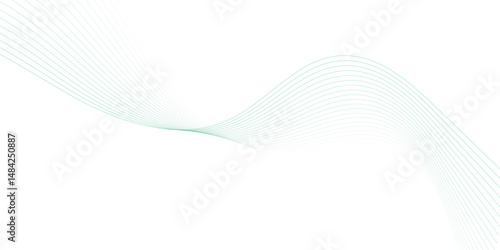 Abstract blue smooth wave on a white background. Dynamic sound wave. Design element. Vector illustration. 