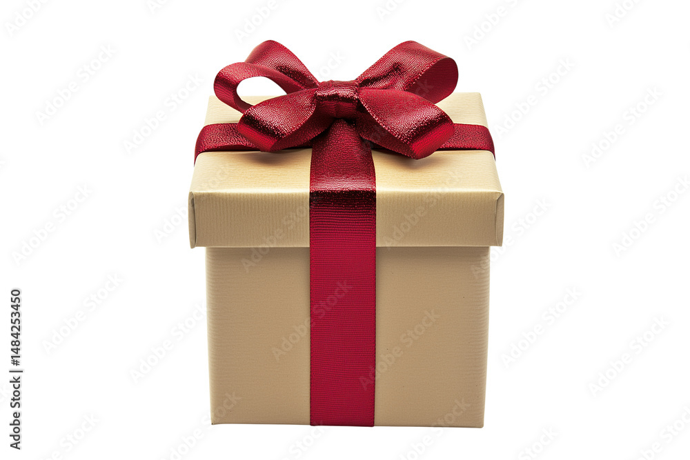 Fototapeta premium Gift box with red ribbon home product isolated on transparent background